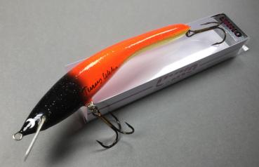 Turus Ukko Original Wobbler, Länge: 12 cm, Farbe: Black Head Orange 042, mit roter Tauschaufel